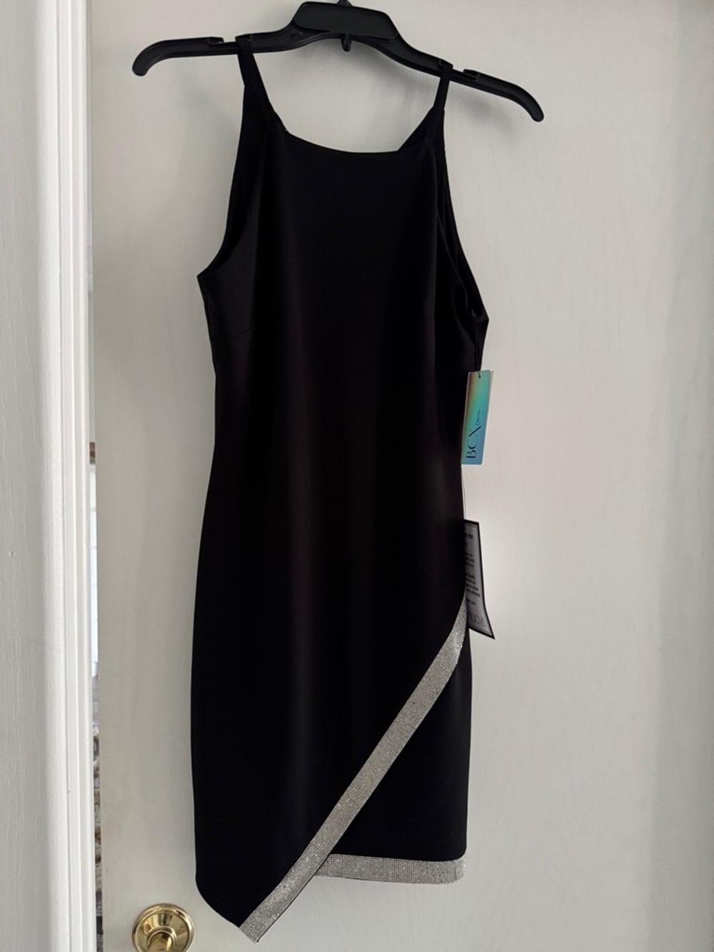 BCX Black One-Shoulder Cocktail Dress with Silver Accent